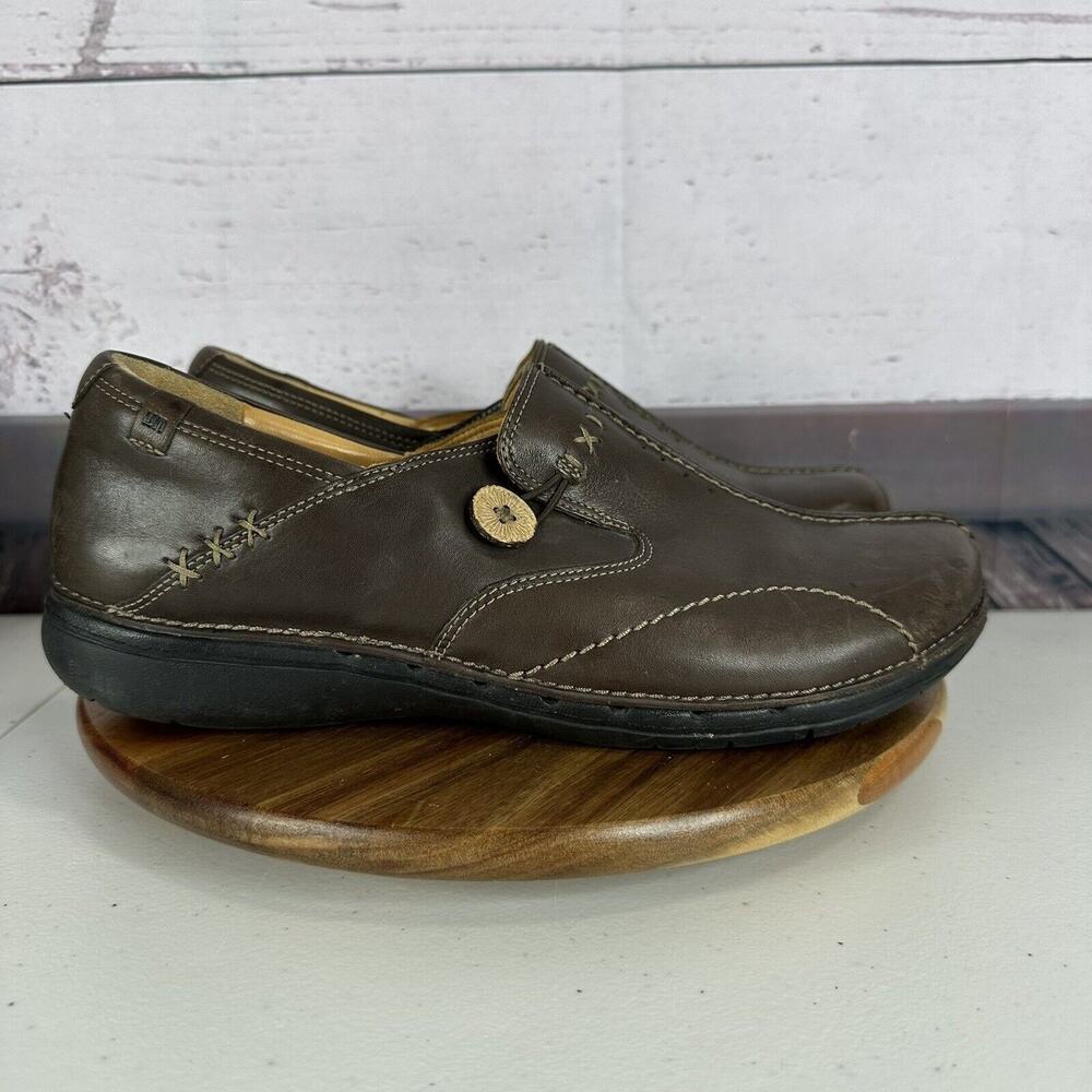 Clarks Shoes Womens 11 Brown Leather Loafer Unstructured Comfort Casual Slip on‎